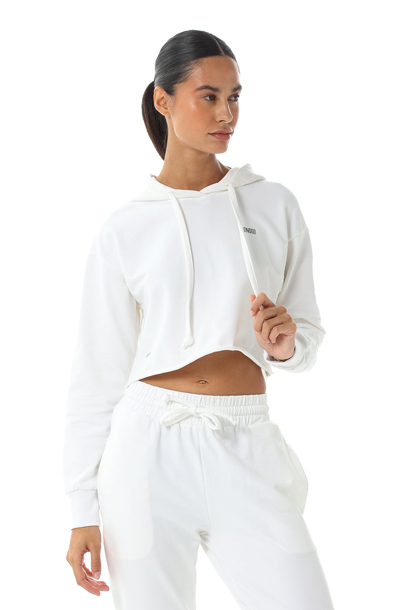 White Cropped Hoodie – QNOOQ