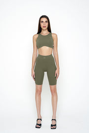 Army Green Crop Top Short Set