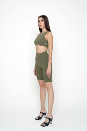 Army Green Crop Top Short Set