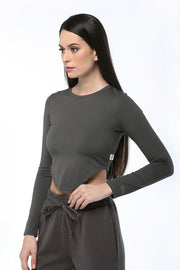 Gray Long Sleeve Top