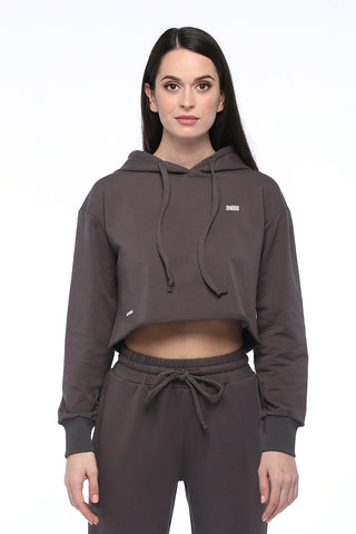 Gray Cropped Hoodie