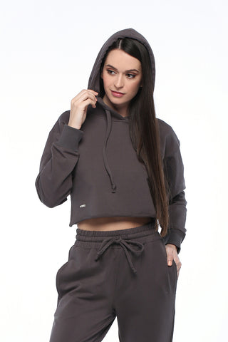 Gray Cropped Hoodie