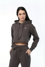 Gray Cropped Hoodie