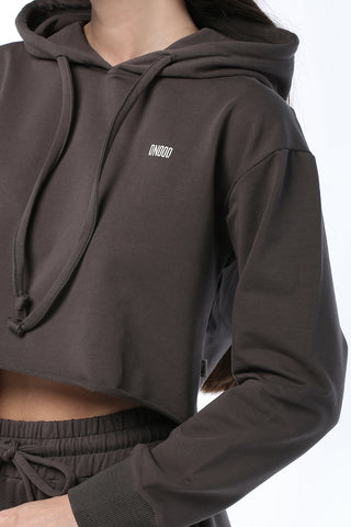 Gray Cropped Hoodie