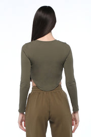 Army Green Long Sleeve Top