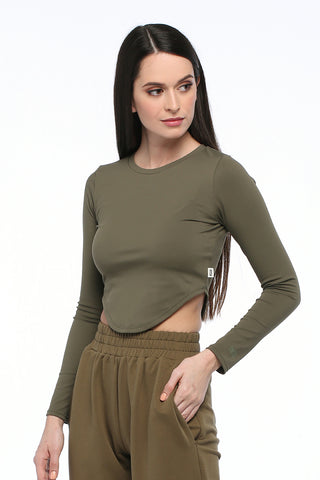 Army Green Long Sleeve Top