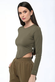 Army Green Long Sleeve Top