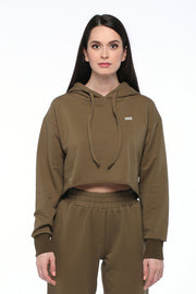 Army Green Cropped Hoodie