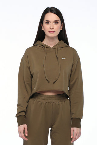 Army Green Cropped Hoodie qnooq