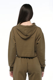 Army Green Cropped Hoodie