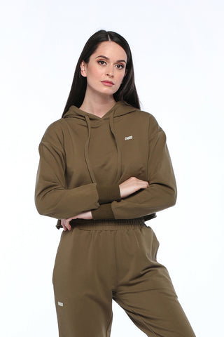 Army Green Cropped Hoodie