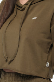 Army Green Cropped Hoodie