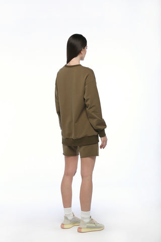 Army Green Oversized Short Set