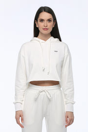 White Cropped Hoodie