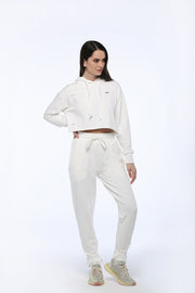 White Cropped Hoodie