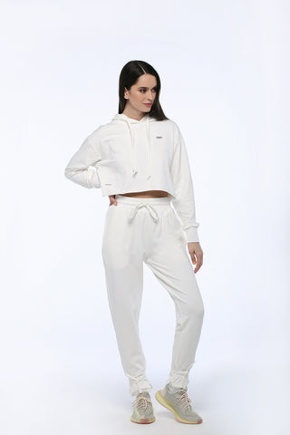 White Cropped Hoodie