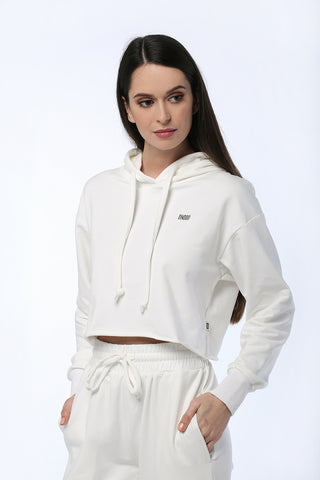 White Cropped Hoodie