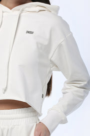 White Cropped Hoodie