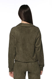 Army Green Suede Sweatshirt