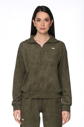 Army Green Suede Sweatshirt